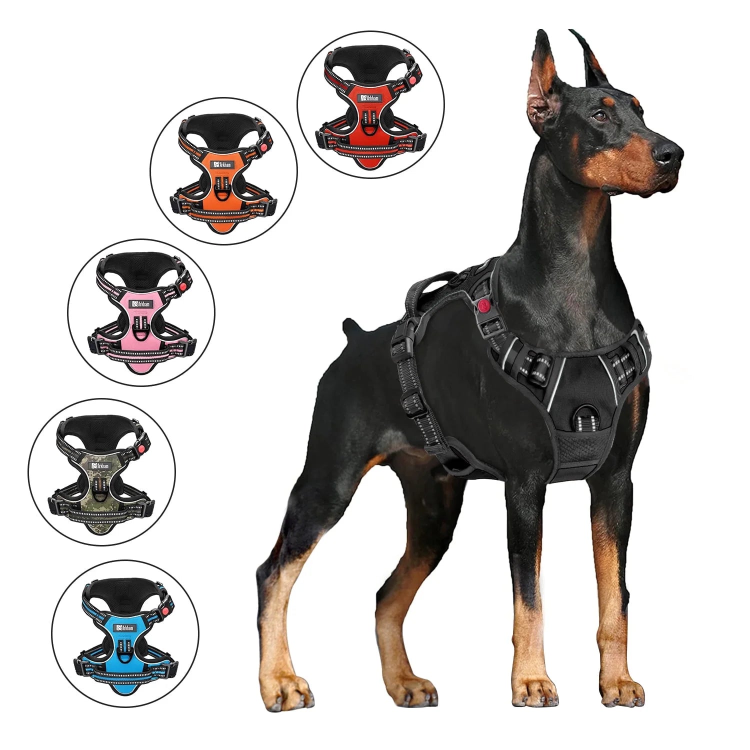 No Pull Dog Harness, Adjustable Dog Walking Harness with Breathable Padded Vest, Reflective Safe Comfort Pet Vest with Easy Control Handle for Small Medium Large Dogs,Pink/L