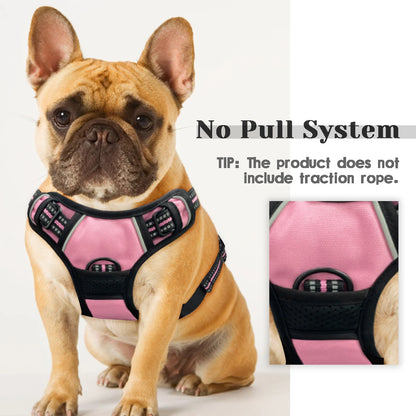 No Pull Dog Harness, Adjustable Dog Walking Harness with Breathable Padded Vest, Reflective Safe Comfort Pet Vest with Easy Control Handle for Small Medium Large Dogs,Pink/L