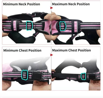 No Pull Dog Harness, Adjustable Dog Walking Harness with Breathable Padded Vest, Reflective Safe Comfort Pet Vest with Easy Control Handle for Small Medium Large Dogs,Pink/L