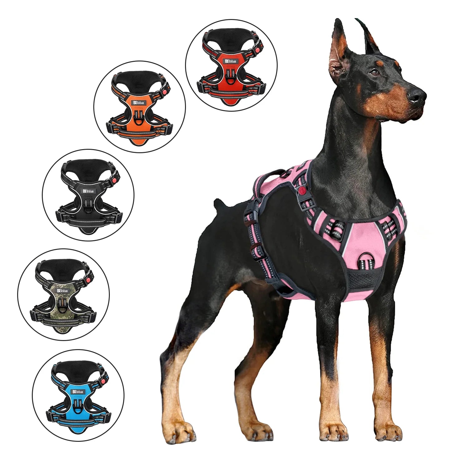 No Pull Dog Harness, Adjustable Dog Walking Harness with Breathable Padded Vest, Reflective Safe Comfort Pet Vest with Easy Control Handle for Small Medium Large Dogs,Pink/L