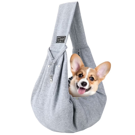 Bandolera Transportadora Para Perro, Correas De Hombro Ensanchadas Manos Libres Transportadora Para Cachorro, Bandolera Transportadora Para Cachorro Con Bolsillo De Almacenamiento Carga Máxima 16 Lb Para Perros Pequeños Gatos Viaje Al Aire Libre (Gris)